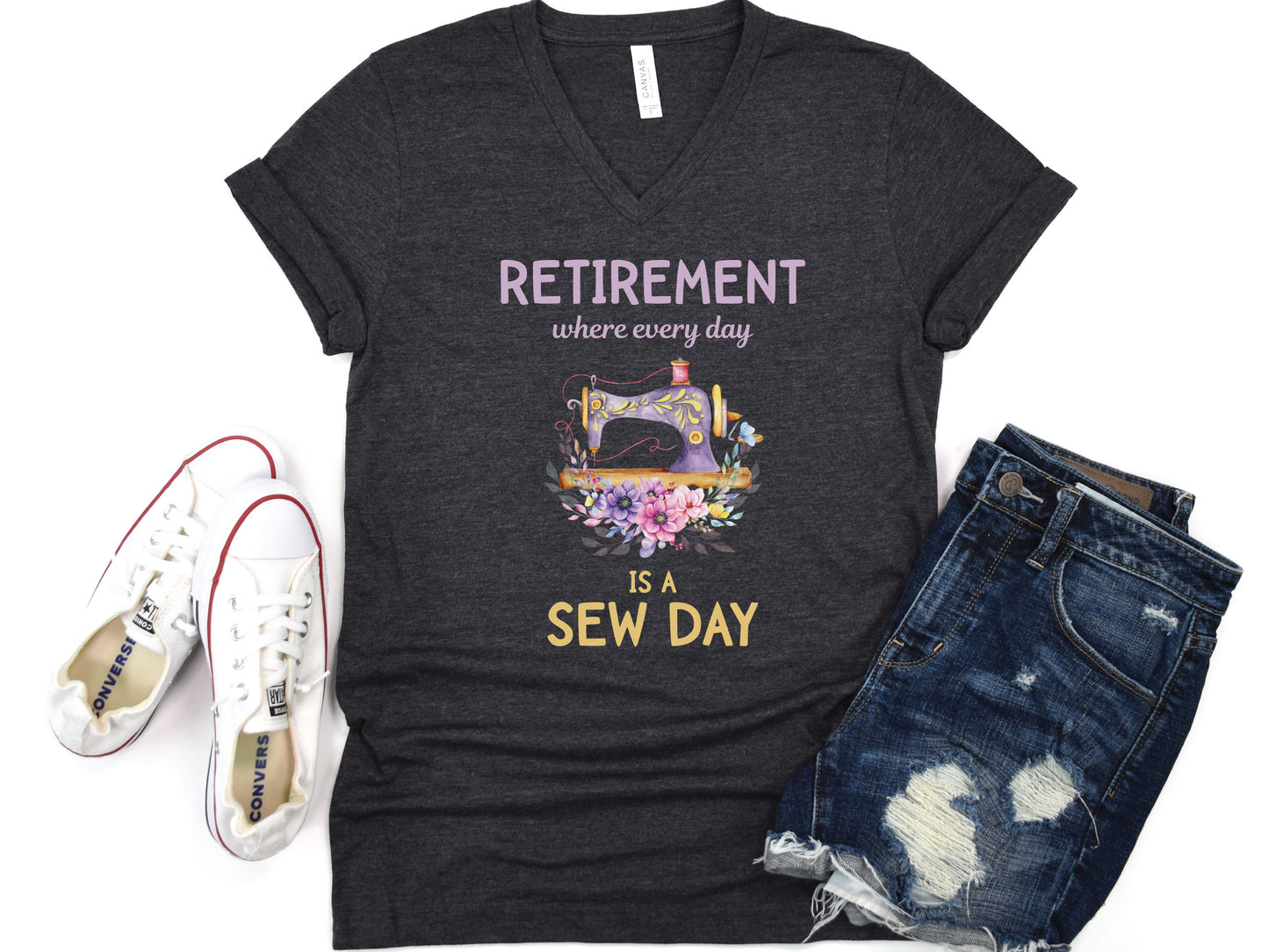 Retirement Sew Day V-Neck T-Shirt