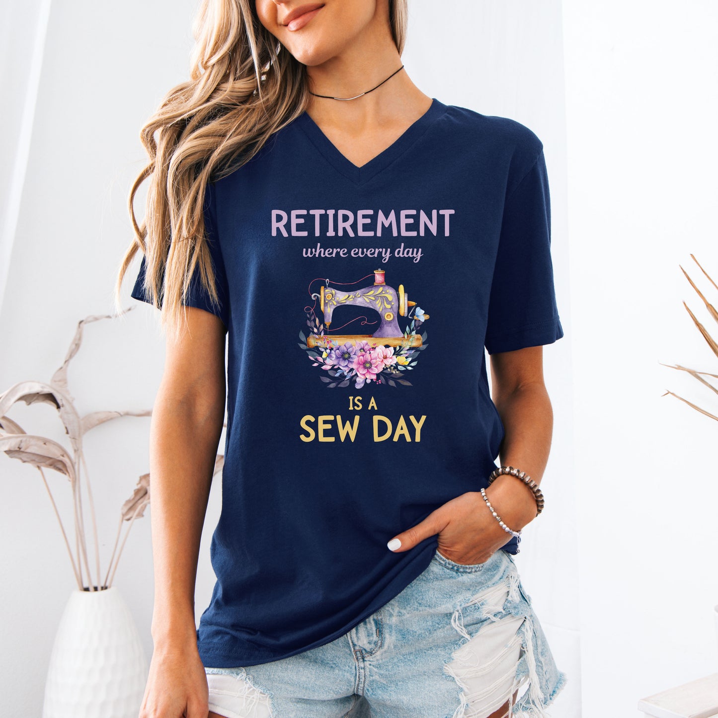 Retirement Sew Day V-Neck T-Shirt