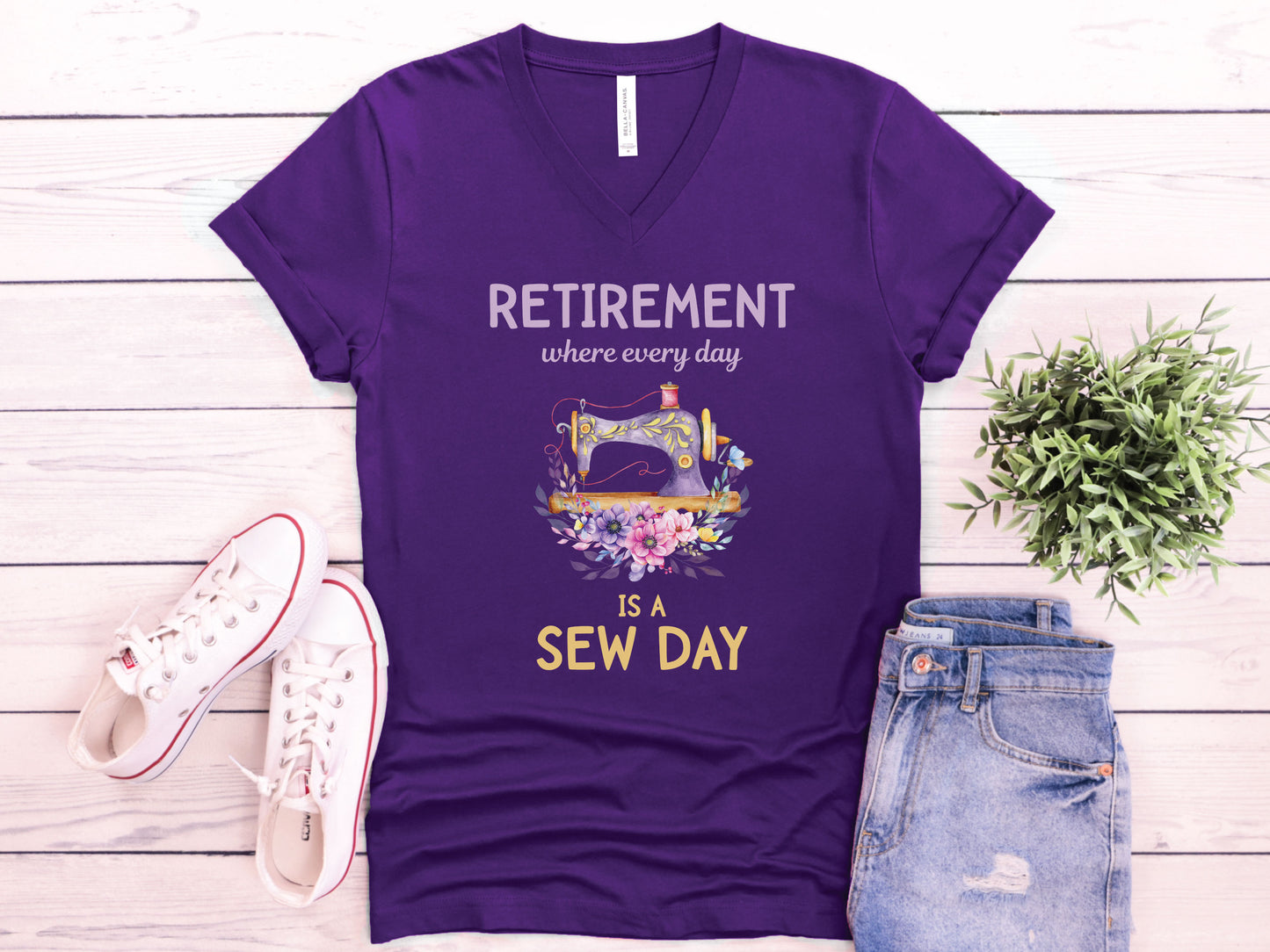 Retirement Sew Day V-Neck T-Shirt