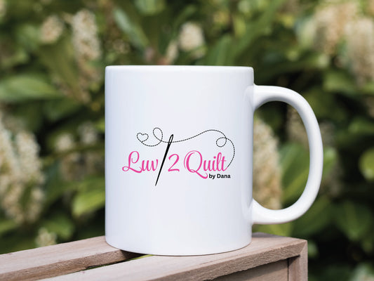 Enjoy your favorite beverage while attending a Luv2Quilt class or retreat! It's the perfect gift for yourself or your favorite quilting friend. This ceramic mug is available in White and comes in your choice of 11 oz or 15 oz sizes.