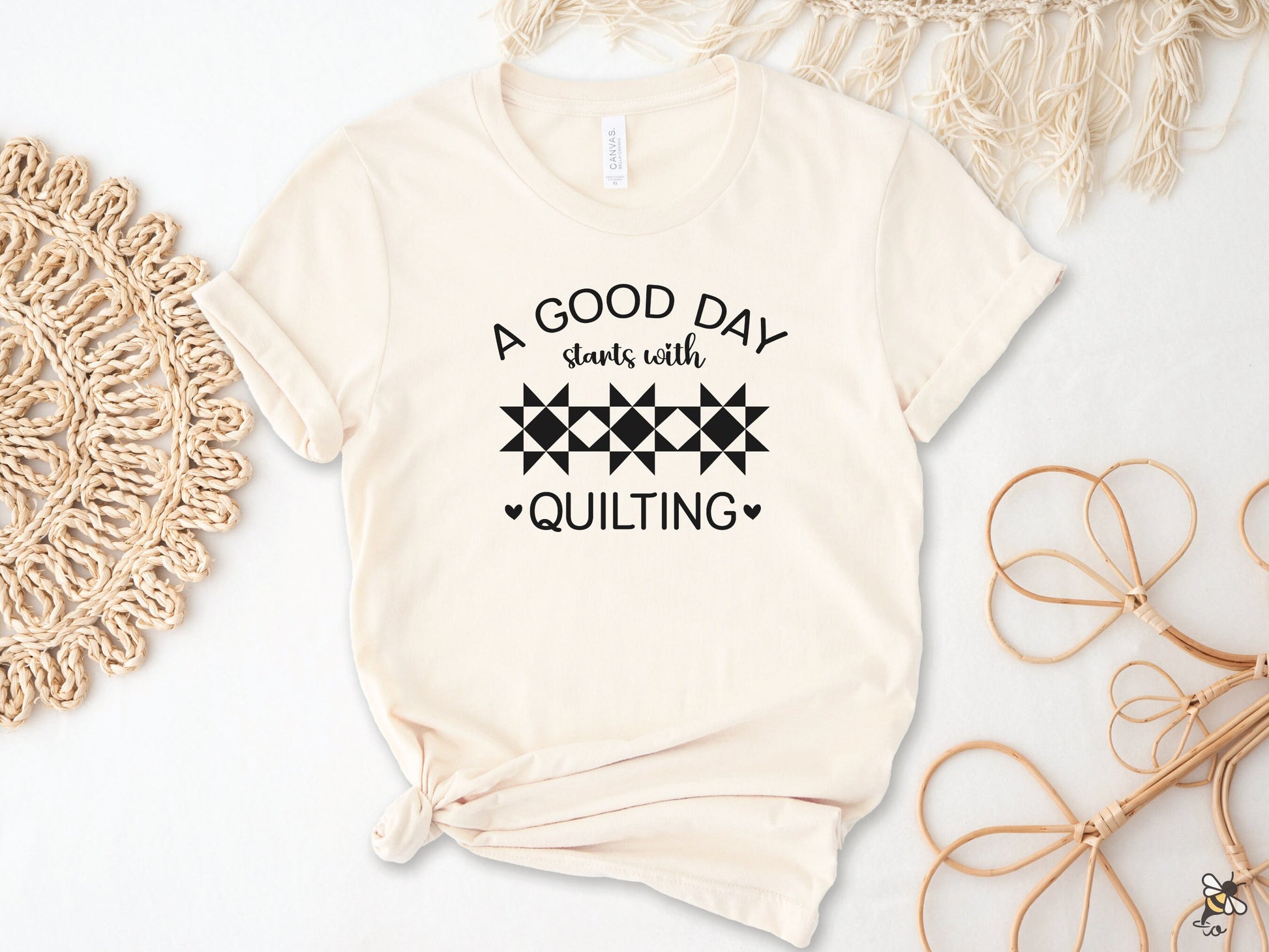 A Good Day Starts With Quilting Shirt. Available in 9 colors.