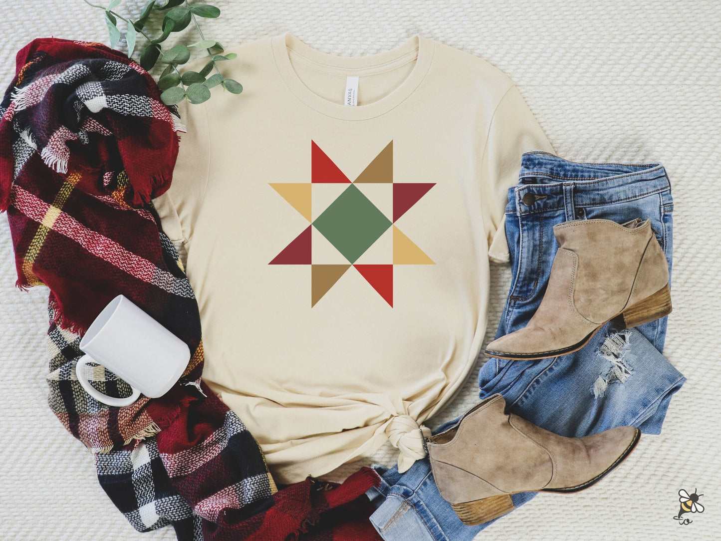Winter Holiday: Evening Star Quilt Block T-Shirt